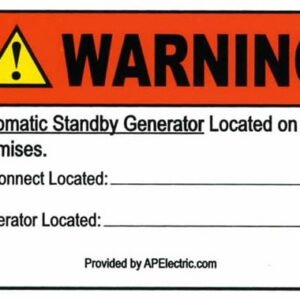 WP Sticker 89672 - Warning Generator Located on Premises