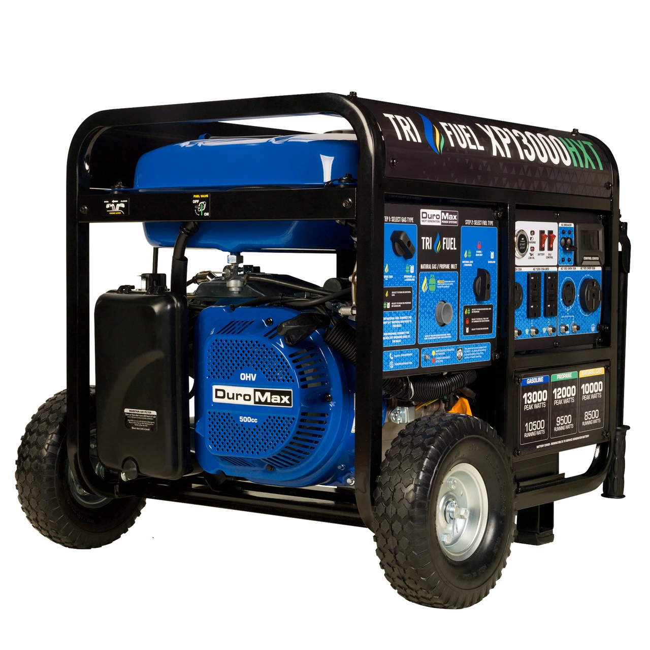 DuroMax XP13000HXT 10500W Electric Start Tri-Fuel Portable Generator w/CO Alert